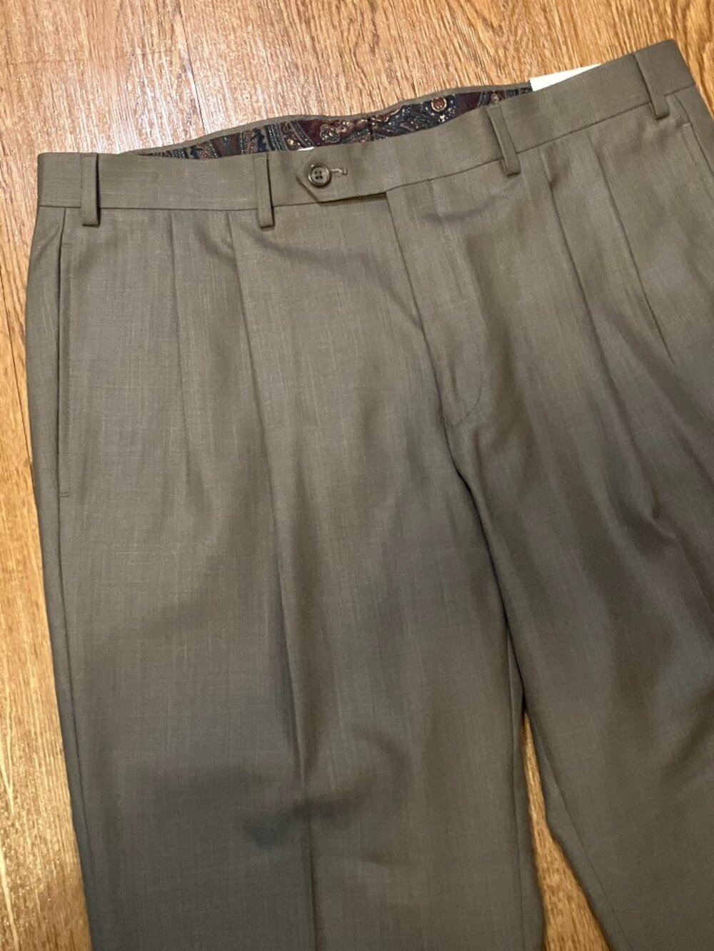 NWT Lauren Ralph Lauren Mens Pants Pleated Cuffed 36x30 Dark Tan Poly Rayon